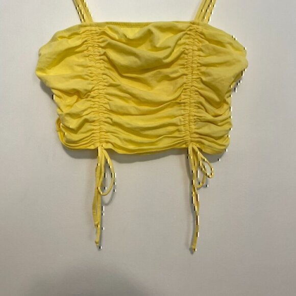 NEW NWT WILD FABLE Yellow Ruched Smocked Crop Top with Ties Bow Y2K Cotton Tank - Picture 4 of 12